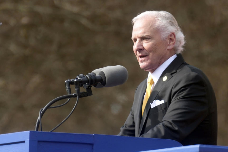 South Carolina Gov. Henry McMaster gives an address at his second inaugural on Wednesday, Jan. 11, 2023, in Columbia, S.C. (AP Photo/Meg Kinnard)