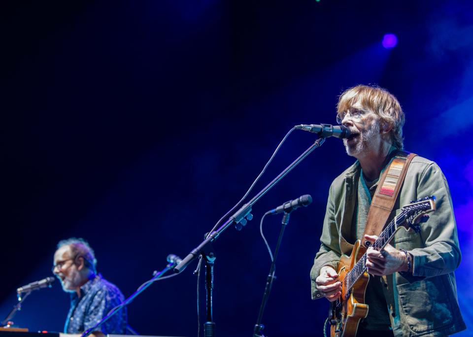 Trey Anastasio of Phish performs at Bridgestone Arena on the first night of a three day stop in Nashville, Tennessee., Friday night, Oct. 6, 2023.