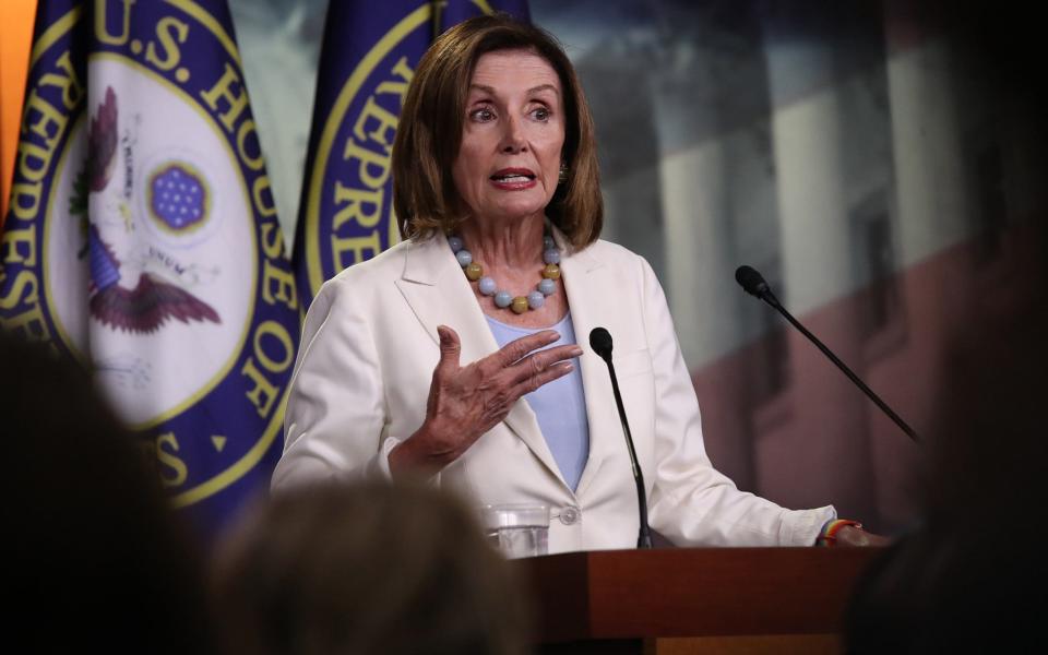 Speaker Nancy Pelosi has long tried to restrain Democrats from initiating the impeachment process - Getty Images North America