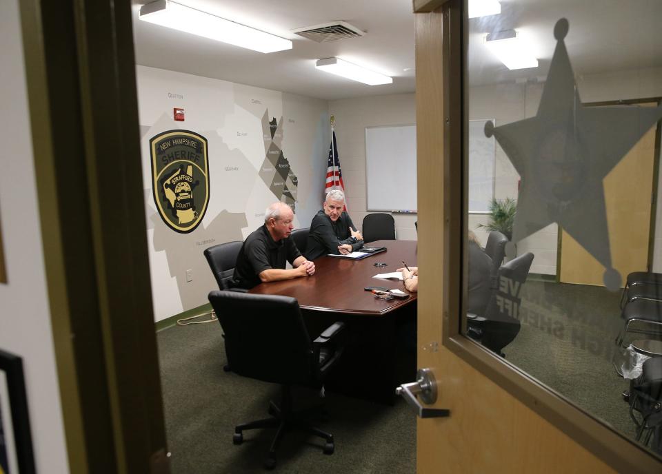 Chief Deputy Sheriff Joseph McGivern, left, Strafford County's acting sheriff, and Maj. Steven Bourque, interviewed Wednesday, Aug. 30, 2023, say the department has received much support since Sheriff Mark Brave took leave while facing eight felony charges.