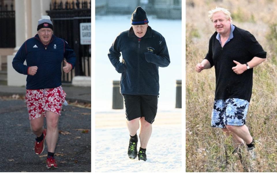 Boris Johnson jogging - Nick Edwards for The Telegraph/Leon Neal/Getty Images