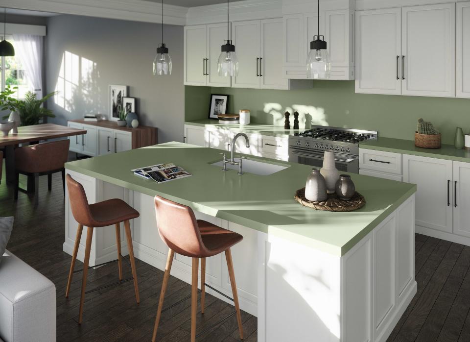 kitchen with a green countertop