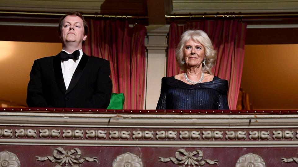 PHOTO: Tom Parker-Bowles and Camilla, Duchess of Cornwall watch The Olivier Awards 2019 with Mastercard at the Royal Albert Hall on April 7, 2019 in London. (Jeff Spicer/Getty Images, FILE)