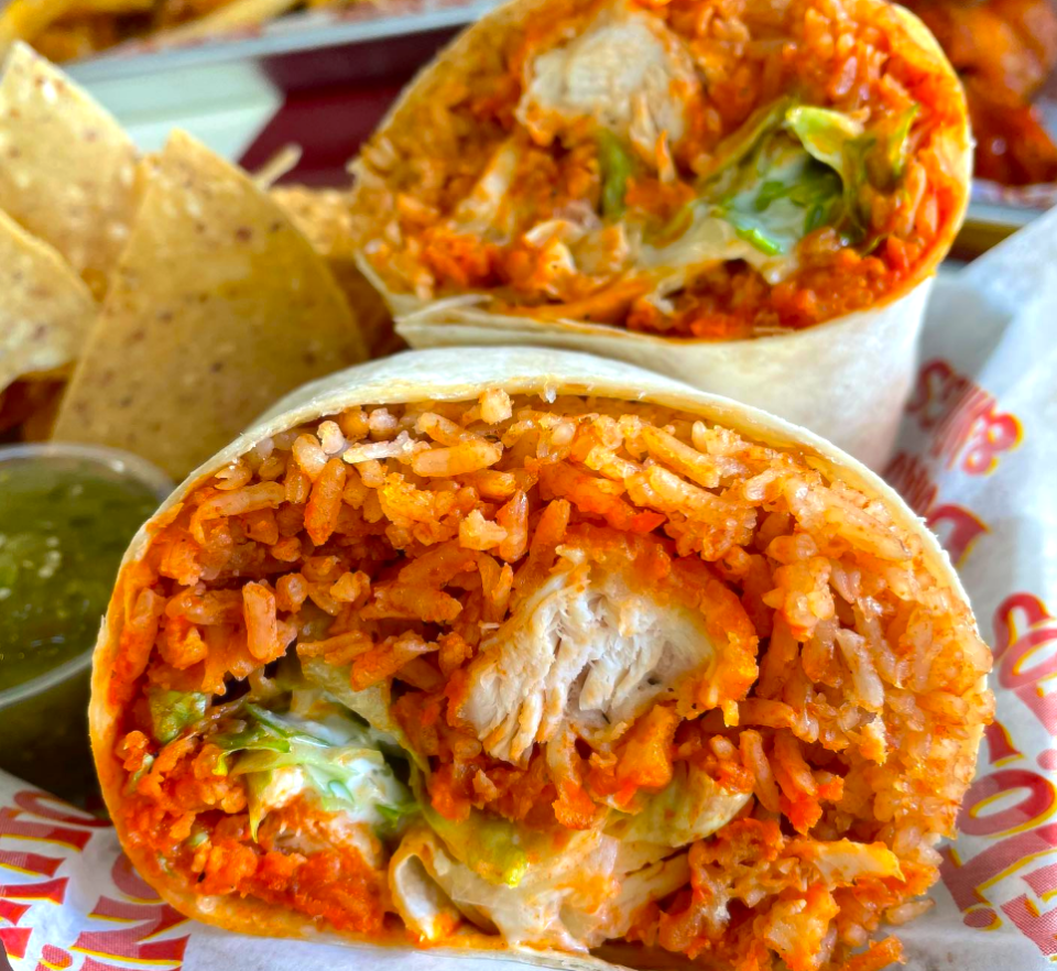 The Fried Buffalo Chicken Burrito at Tito's Burritos & Wings.