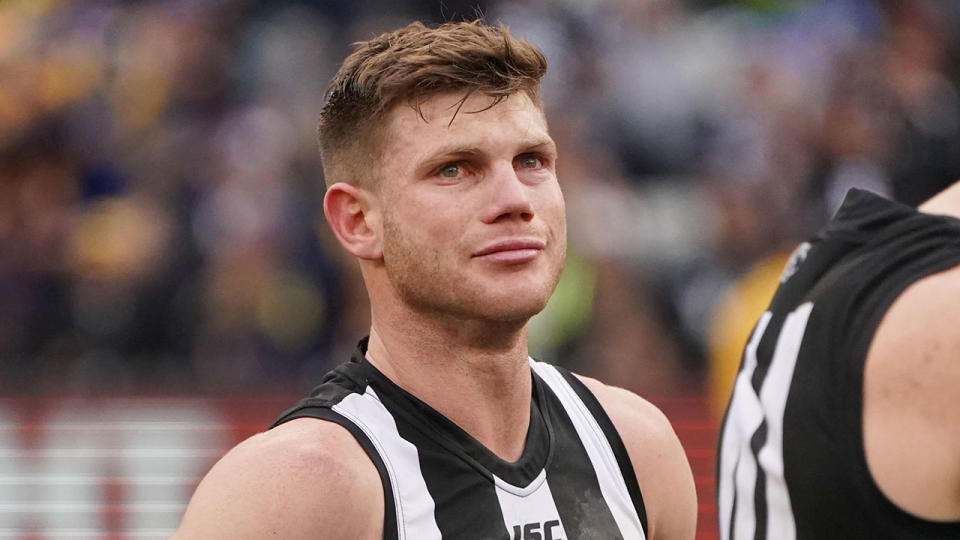 Collingwood’s Taylor Adams says the hurt will linger for some time after the gut-wrenching AFL grand final loss to the West Coast Eagles. Pic: Getty