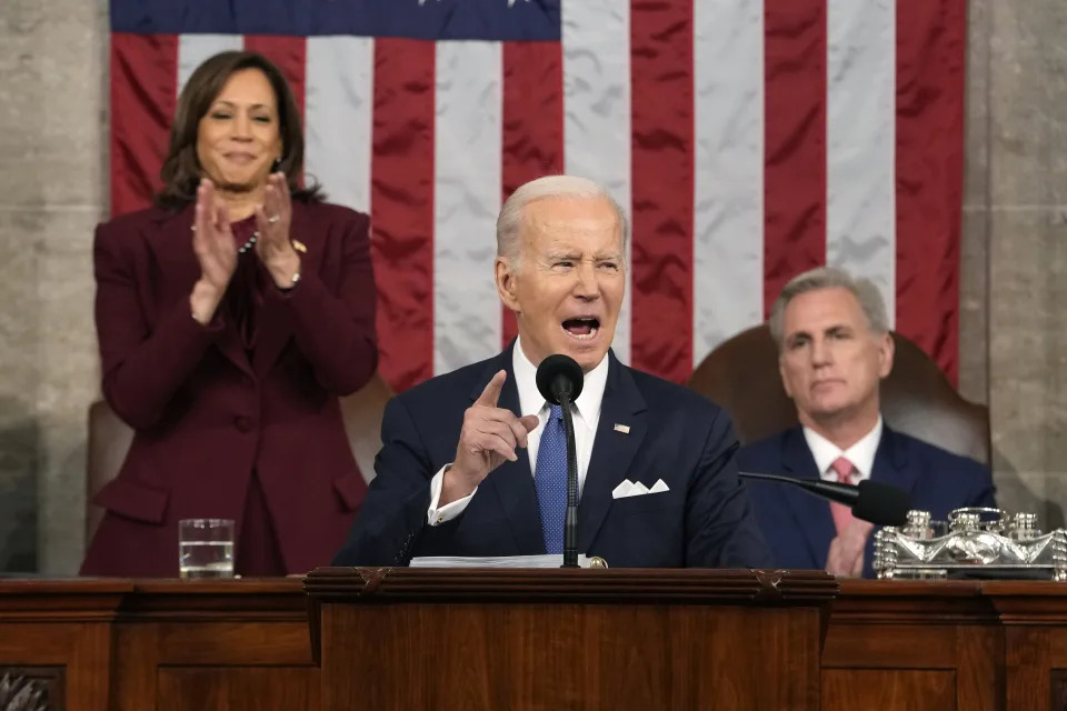 Joe Biden with Kamala Harris and Kevin McCarthy