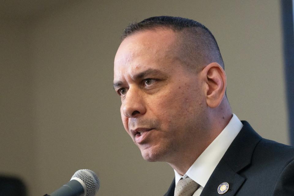 Isa M. Abbassi, at a press conference, as he assumes the position of Officer in Charge of the Paterson Police Department in Paterson, NJ on Tuesday May 9, 2023. 