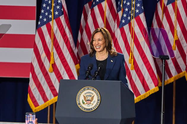 Vice President Kamala Harris holds a campaign event in West Allis, WI, on Tuesday, July 23, 2024.