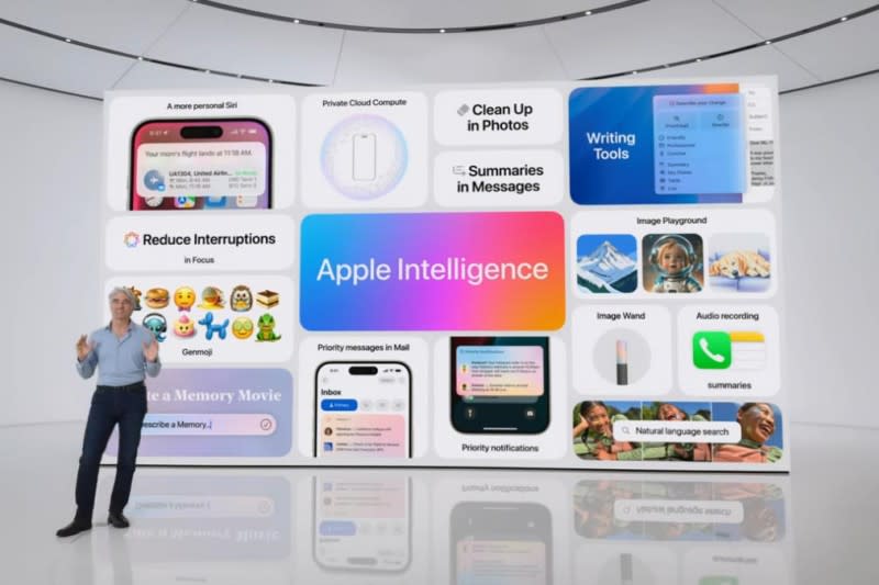 <cite>「Apple Intelligence」蘋果自定義AI 、Siri智慧助理變得更聰明了！ 圖片來源：Apple Youtube 頻道</cite>