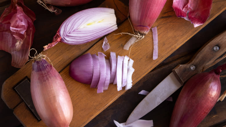 shallots on cutting board