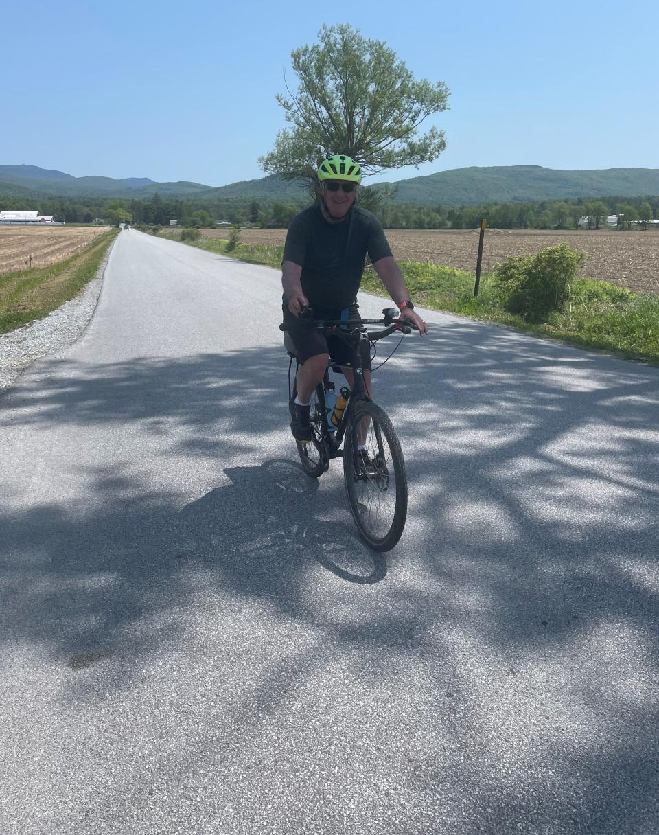 My wife took this photo in the Rutland area on our Memorial Day weekend ride across Vermont from Fairlee to Fair Haven. Eventually we'll finish our cross-country ride in Anacortes, Washington, after starting last year with a ride across Maine from Bar Harbor to Fryeburg.