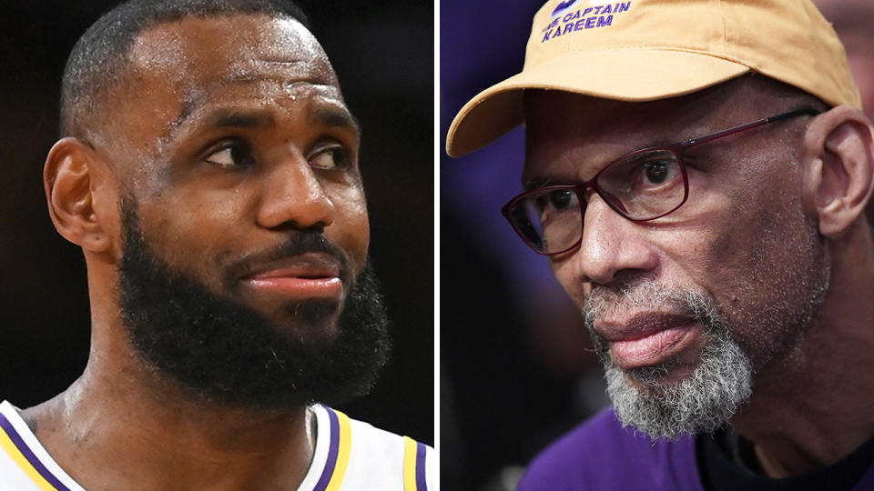 LeBron James' recent memes about the severity of Covid-19 illness have prompted NBA legend Kareem Abdul-Jabbar to suggest his is damaging his legacy as a player. Pictures: Getty Images