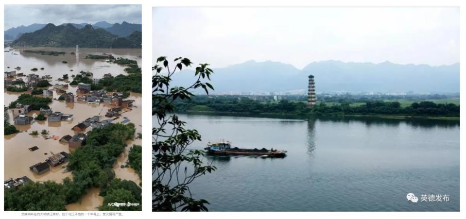 <span>Photo comparison between the picture published by Chinese newspaper (left) and local government (right)</span>