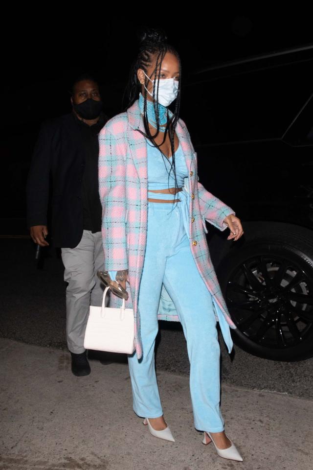 Rihanna In Vintage Chanel Arriving At Giorgio Baldi, In Santa