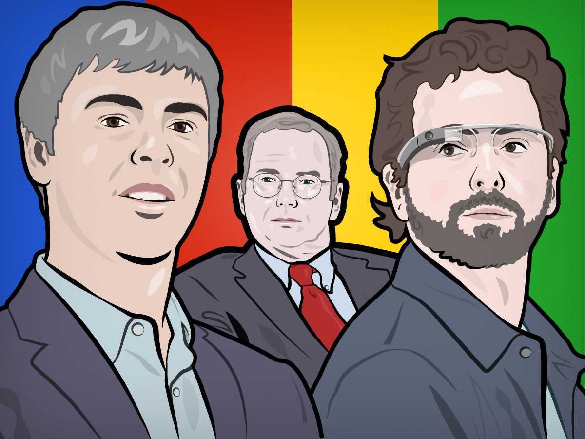 Larry Page Sergey Brin Eric Schmidt Google Portrait Illustration