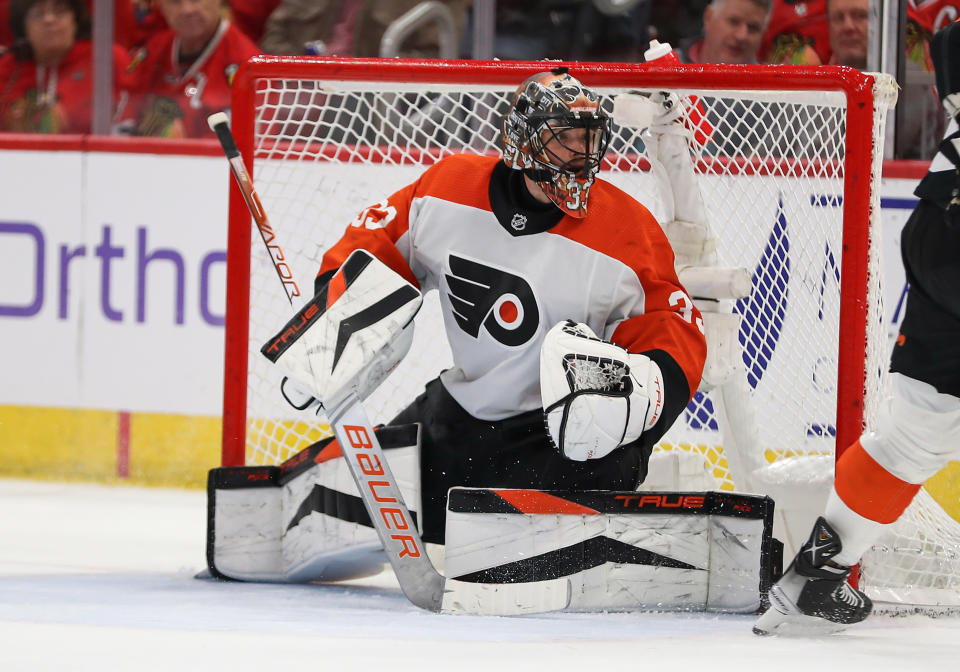 Samuel Ersson #33 of the Philadelphia Flyers.