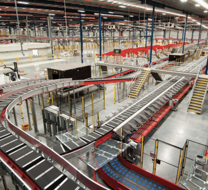 Pictured is the parcel sorting automation being installed at the new Brisbane Parcels Facility at Redbank. Source: Australia Post