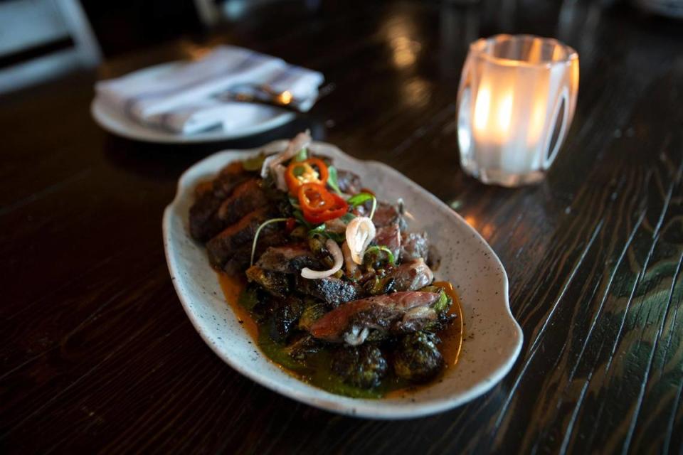 La Cosecha’s bisteca dish is a 12-ounce rib eye served with seasonal vegetables. The restaurant in downtown Paso Robles recently had a change of ownership and has a new menu featuring Spanish and Peruvian food. Laura Dickinson/ldickinson@thetribunenews.com