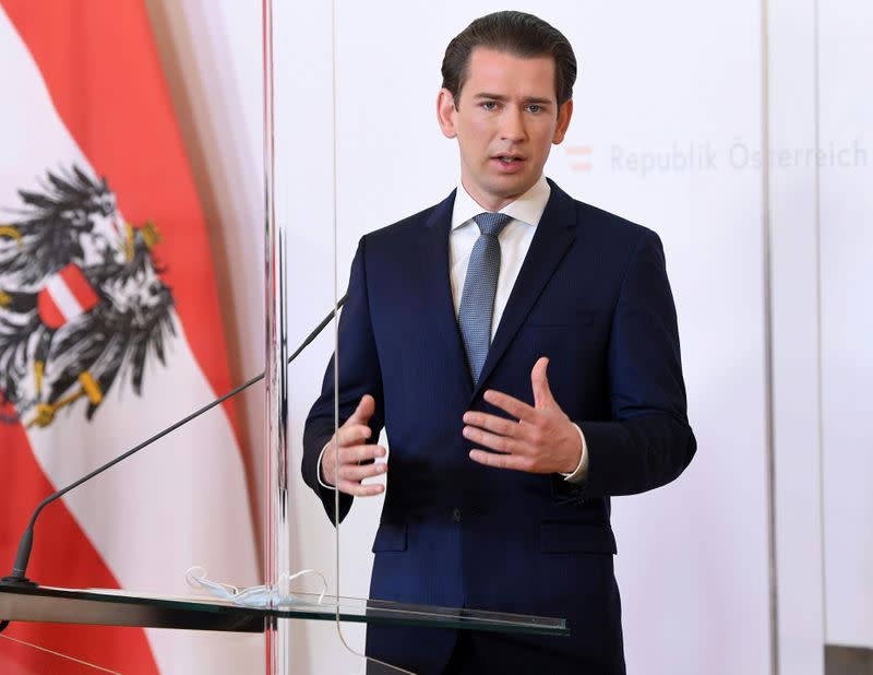 Austrian Chancellor Sebastian Kurz attends a news conference in Vienna