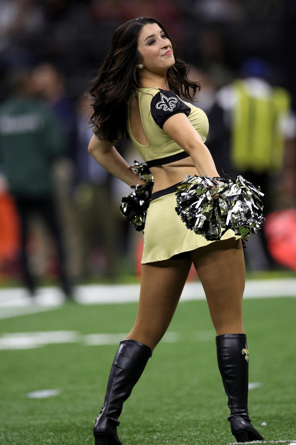 <p>Saintsation cheerleaders perform at the Mercedes-Benz Superdome on September 17, 2017 in New Orleans, Louisiana. (Photo by Chris Graythen/Getty Images) </p>