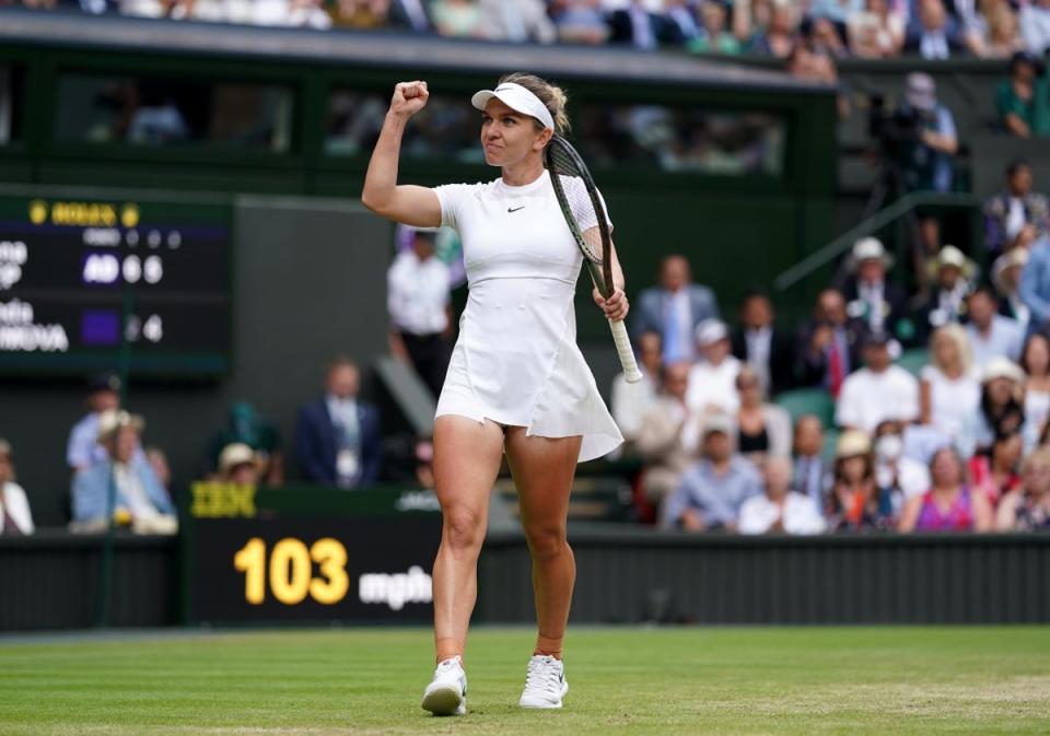 Simona Halep celebrates victory (Adam Davy/PA) (PA Wire)