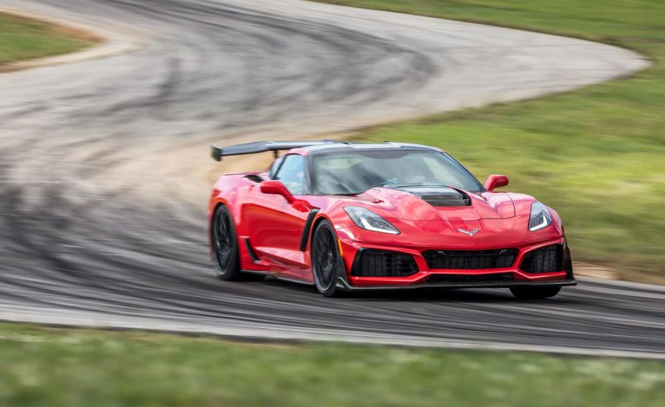 <p>Horsepower: 755; Weight: 3669 lb; Price as tested: $141,485</p><p>At the start/finish, the lap timer stops at 2:39.5, beating our previous VIR record holder, the Ford GT, by 3.5 seconds. It’s not even Lightning Lap 12’s top time (that award goes to Chevy’s cross-Atlantic rival, the 911), but an adrenaline rush like this usually costs at least twice as much. <a rel="nofollow noopener" href="https://www.caranddriver.com/features/2019-chevrolet-corvette-zr1-lightning-lap-2018" target="_blank" data-ylk="slk:READ MORE >>;elm:context_link;itc:0;sec:content-canvas" class="link ">READ MORE >></a></p>