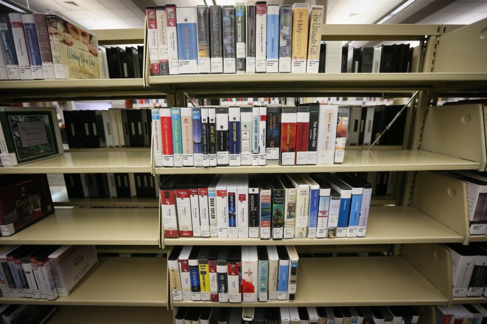 A shelf of audiobooks at The Library Center on Friday, Jan. 19, 2024.