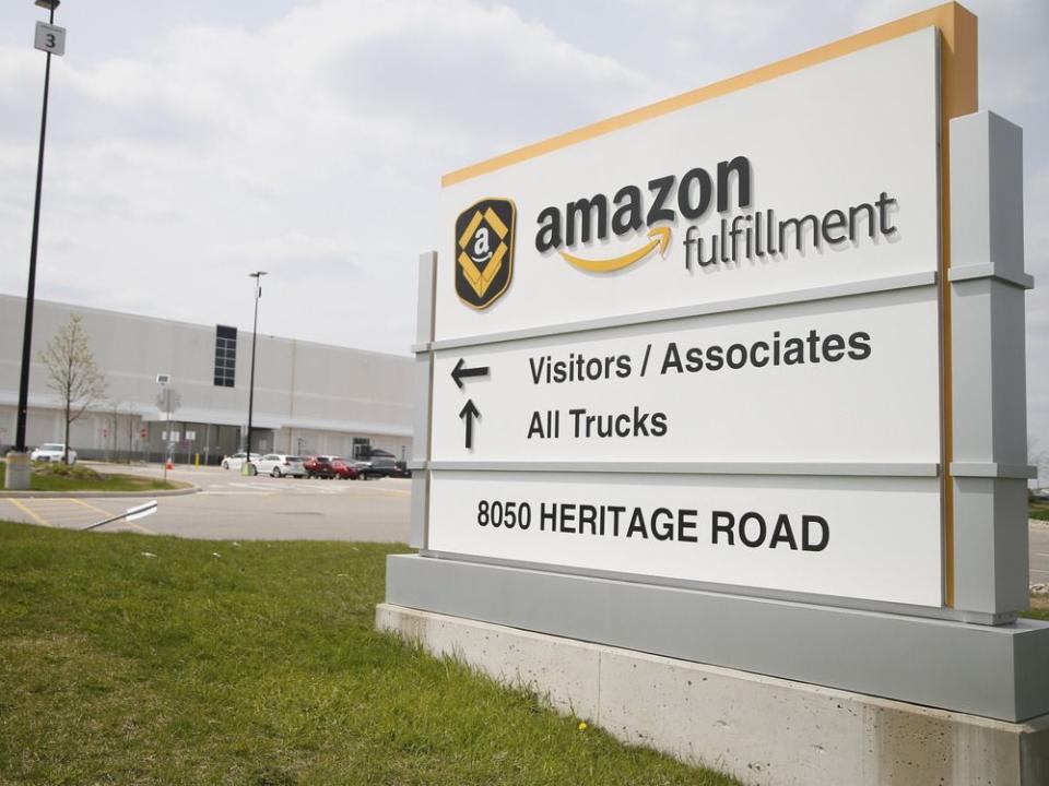  An Amazon warehouse in Brampton, Ont. The company says it plans to hire 6,000 workers in Canada.