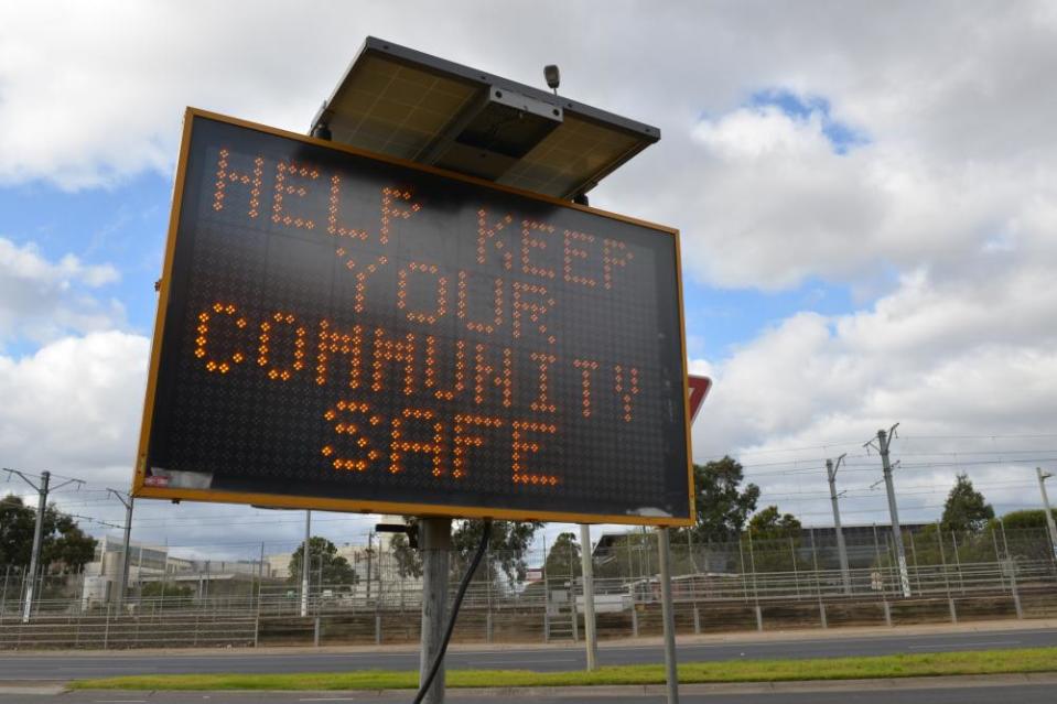 A sign in Melbourne after Victoria’s reimposition of lockdown in coronavirus hotspots