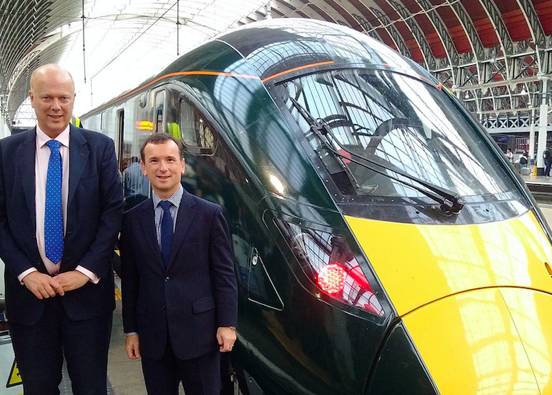 Transport secretary Chris Grayling (left) and Wales secretary Alun Cairns attended the ill-fated launch (Picture: PA)