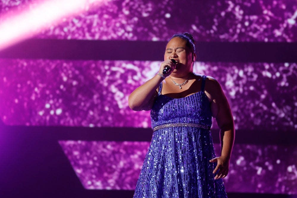 Lavender Darcangelo sings Foreigner's "I Want To Know What Love Is" during the semifinal round of NBC's "America's Got Talent" on Tuesday night.