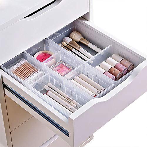 2) Desk Drawer Organizer Tray with Adjustable Dividers