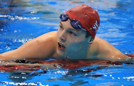 2016 Rio Olympics - Swimming - Preliminary - Men's 100m Freestyle - Heats - Olympic Aquatics Stadium - Rio de Janeiro, Brazil - 09/08/2016. Duncan Scott (GBR) of United Kingdom competes. REUTERS/Dominic Ebenbichler