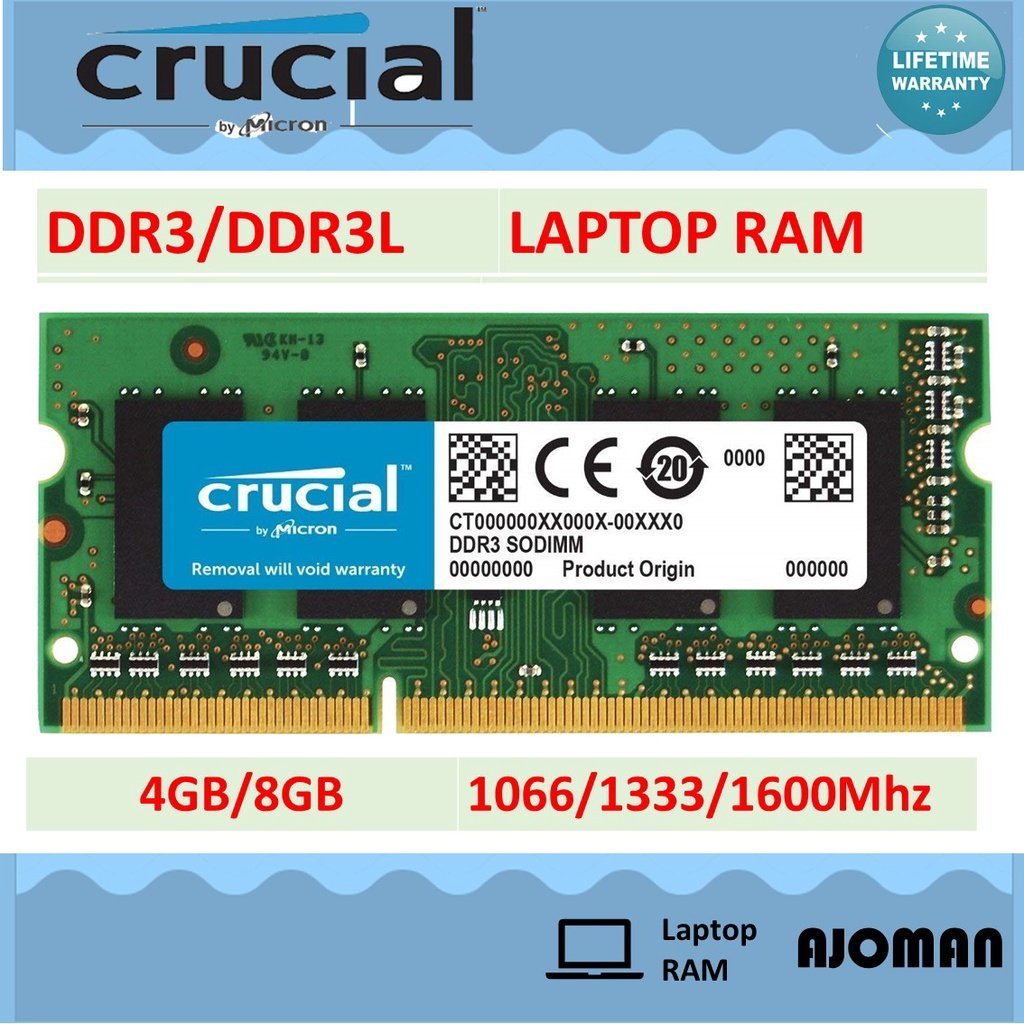 【熱賣精選】英睿達 DDR3 DDR3L PC3-12800S 4GB 8GB 1066 1333 1600MHz 筆電