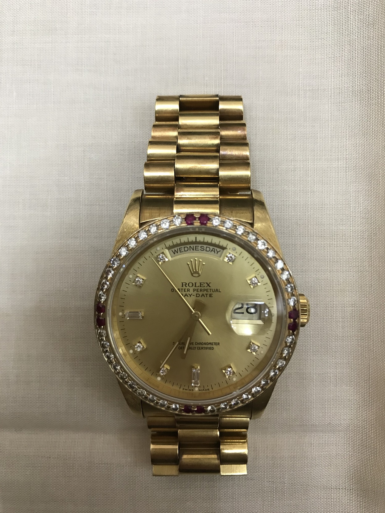 ROLEX 勞力士 18238 機械錶 紅蟳 後鑲紅寶真鑽K金圈