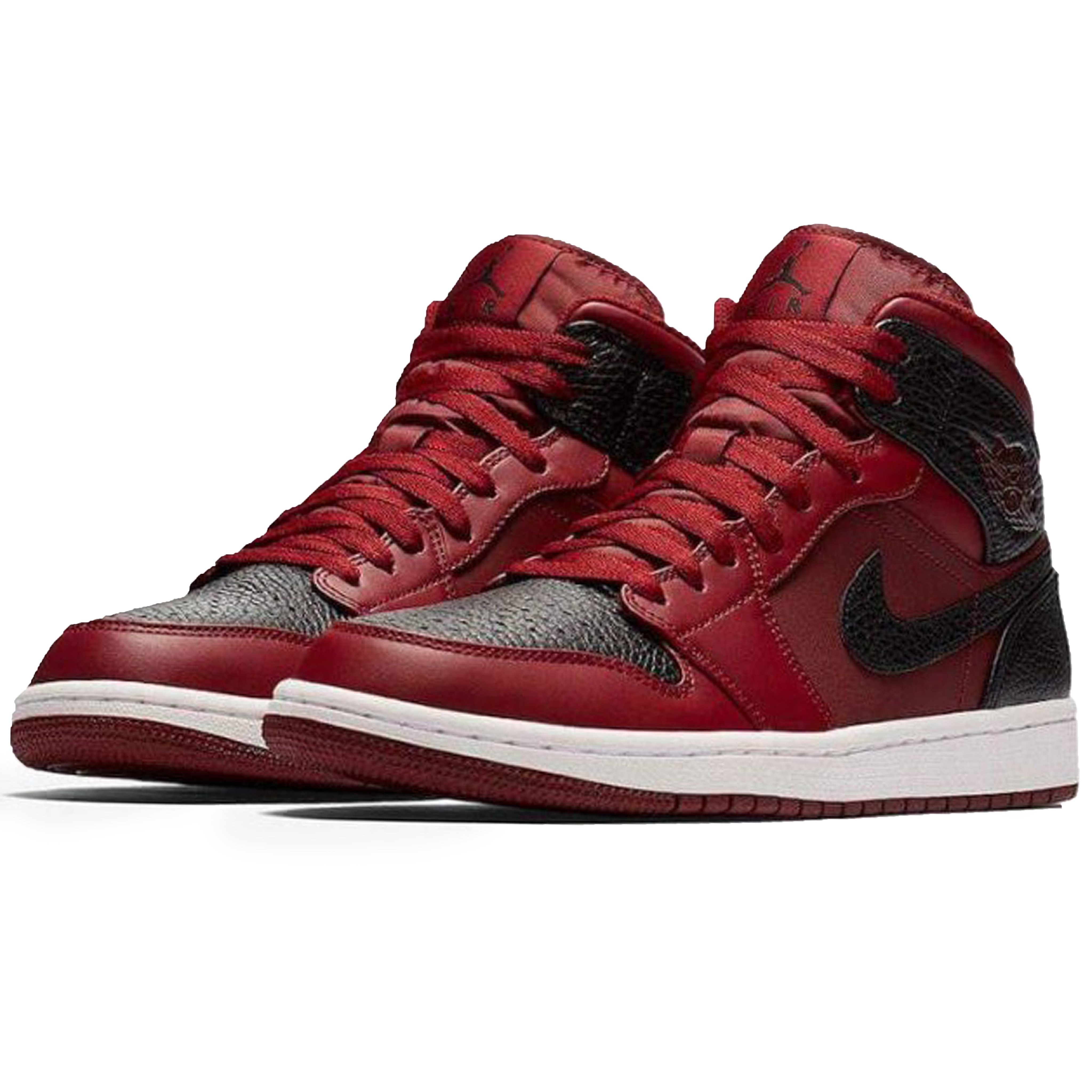 AYW】NIKE AIR JORDAN 1 MID TEAM RED AJ1 喬丹一代黑紅皮革籃球鞋運動