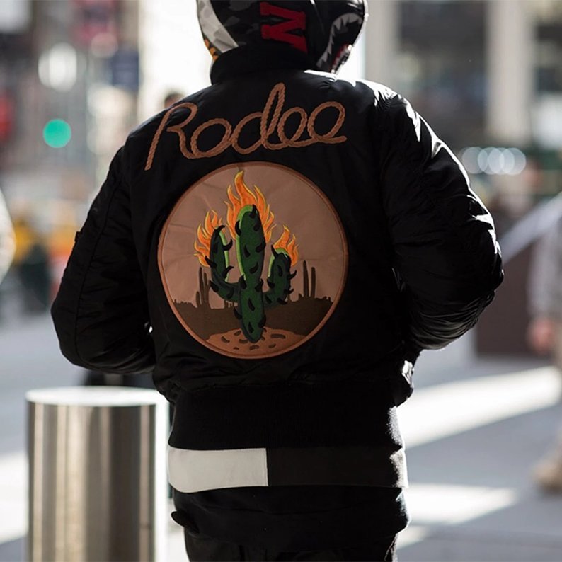 熱賣精選】Travis Scott Rodeo Bomber Jacket 重磅刺繡仙人掌男女夾克