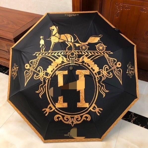 【Lydia代購】HERMES 愛馬仕 雨傘歐美大牌三折自動黑膠防嗮防紫外線晴雨兩用折疊禮品傘