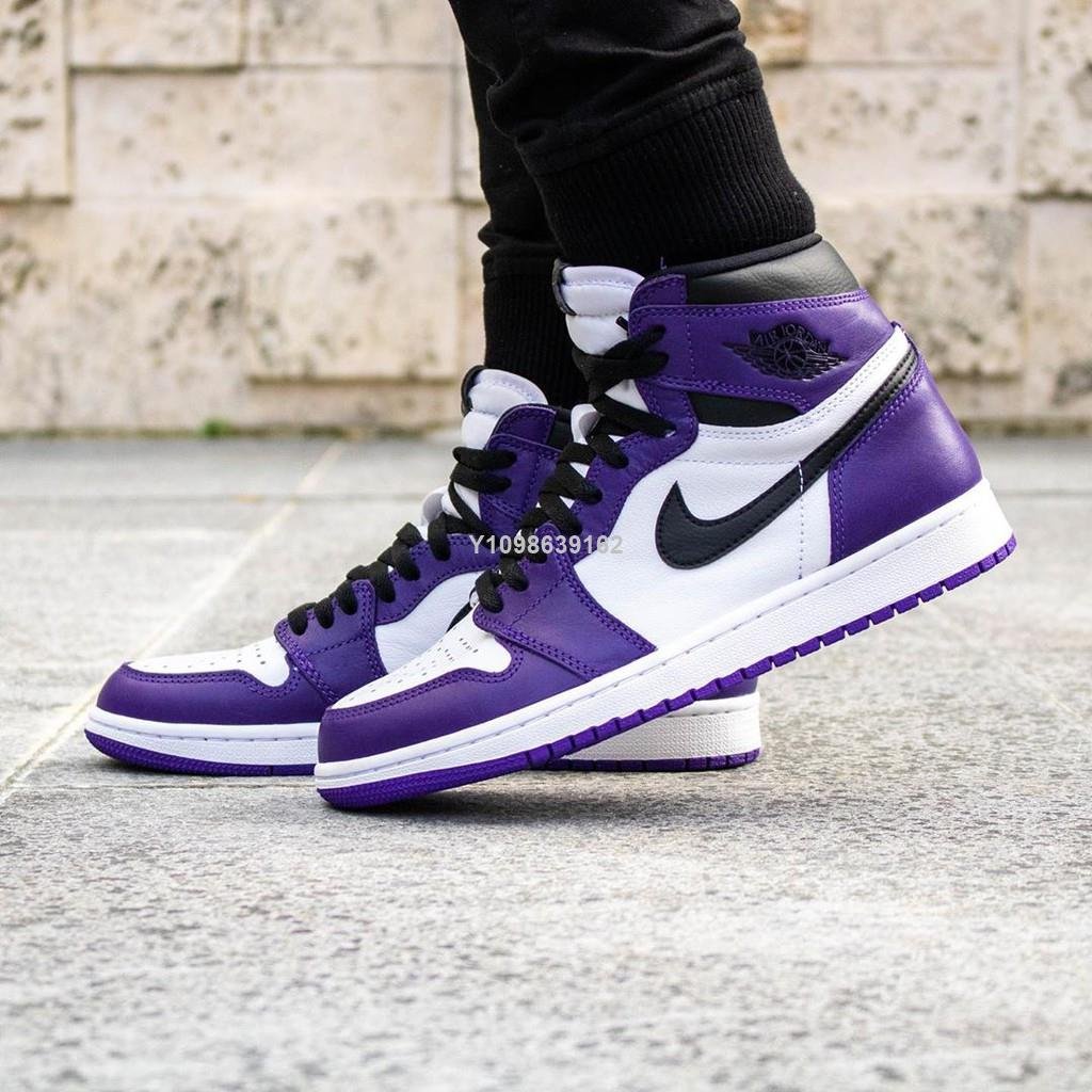 代購】NIKE AIR JORDAN 1 COURT PURPLE AJ1喬丹一代白紫高幫百搭運動鞋