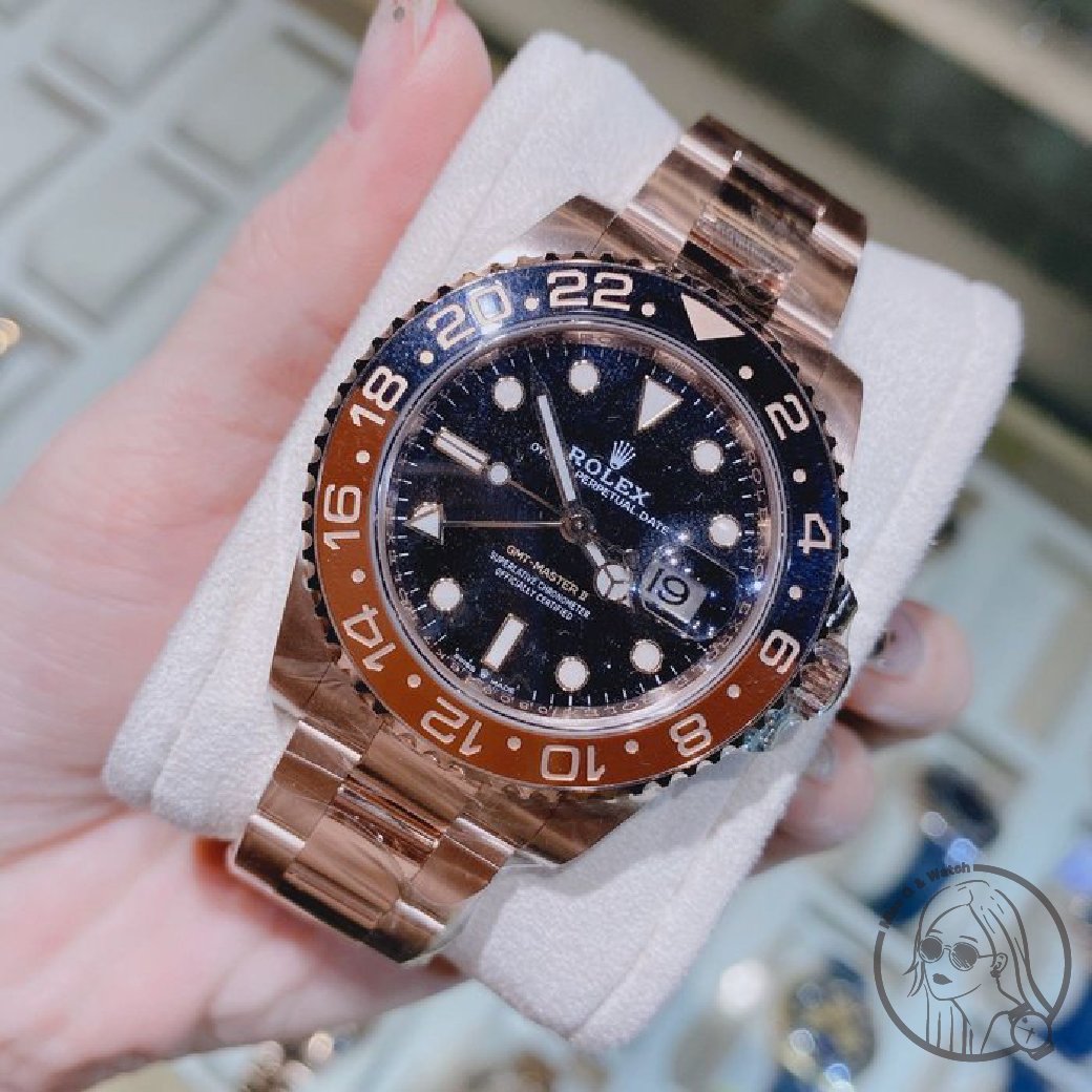 【Ｑ小姐的玩錶瘋】ROLEX GMT系列  全玫瑰金沙士圈 126715CHNR🔺2024年保卡｜ 全新品