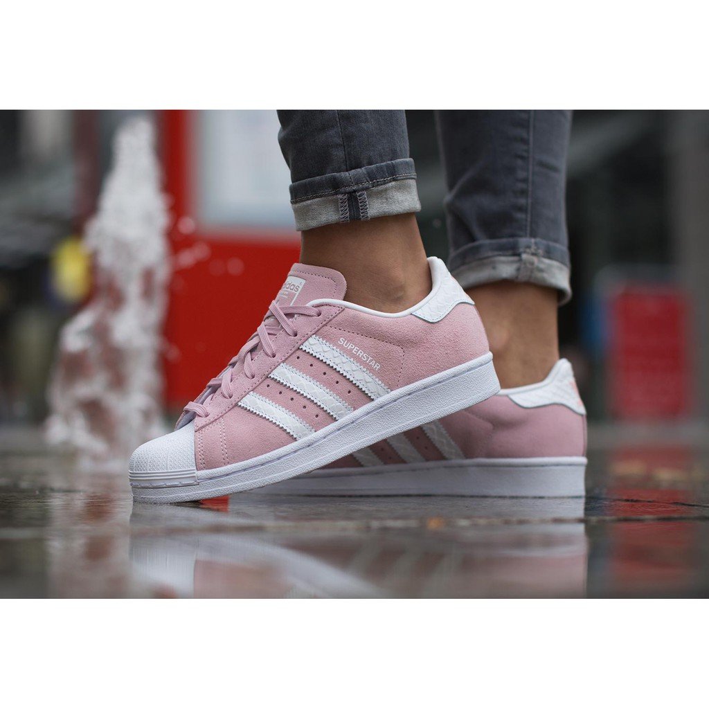 Naschrift onderwijs scheiden Adidas Superstar W 女神櫻花粉愛迪達貝殼麂皮金標經典粉紅粉色蛇紋S76155女滑板鞋| Yahoo奇摩拍賣