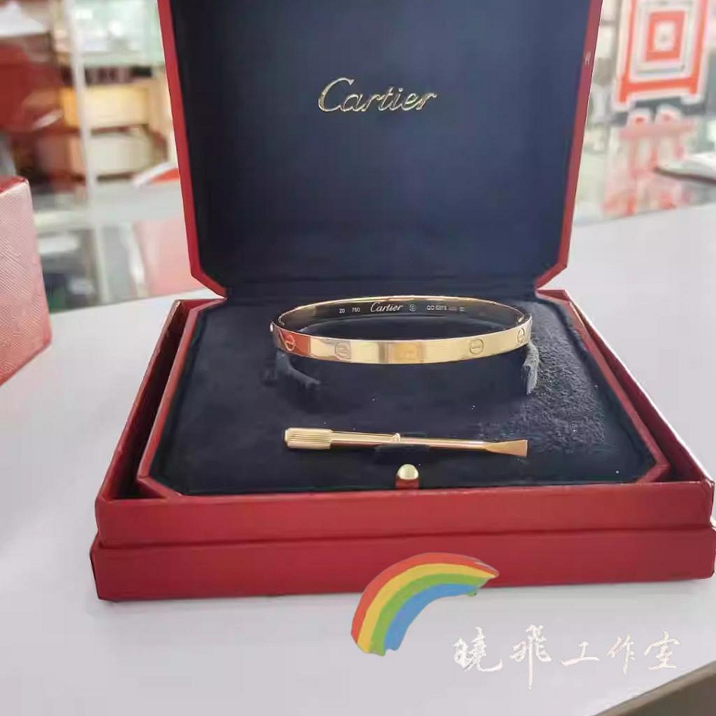 曉飛精品 Cartier 卡地亞 Love系列 女款手鐲 18k玫瑰金 寬版 女士手環 情侶款 男女款 B6067400