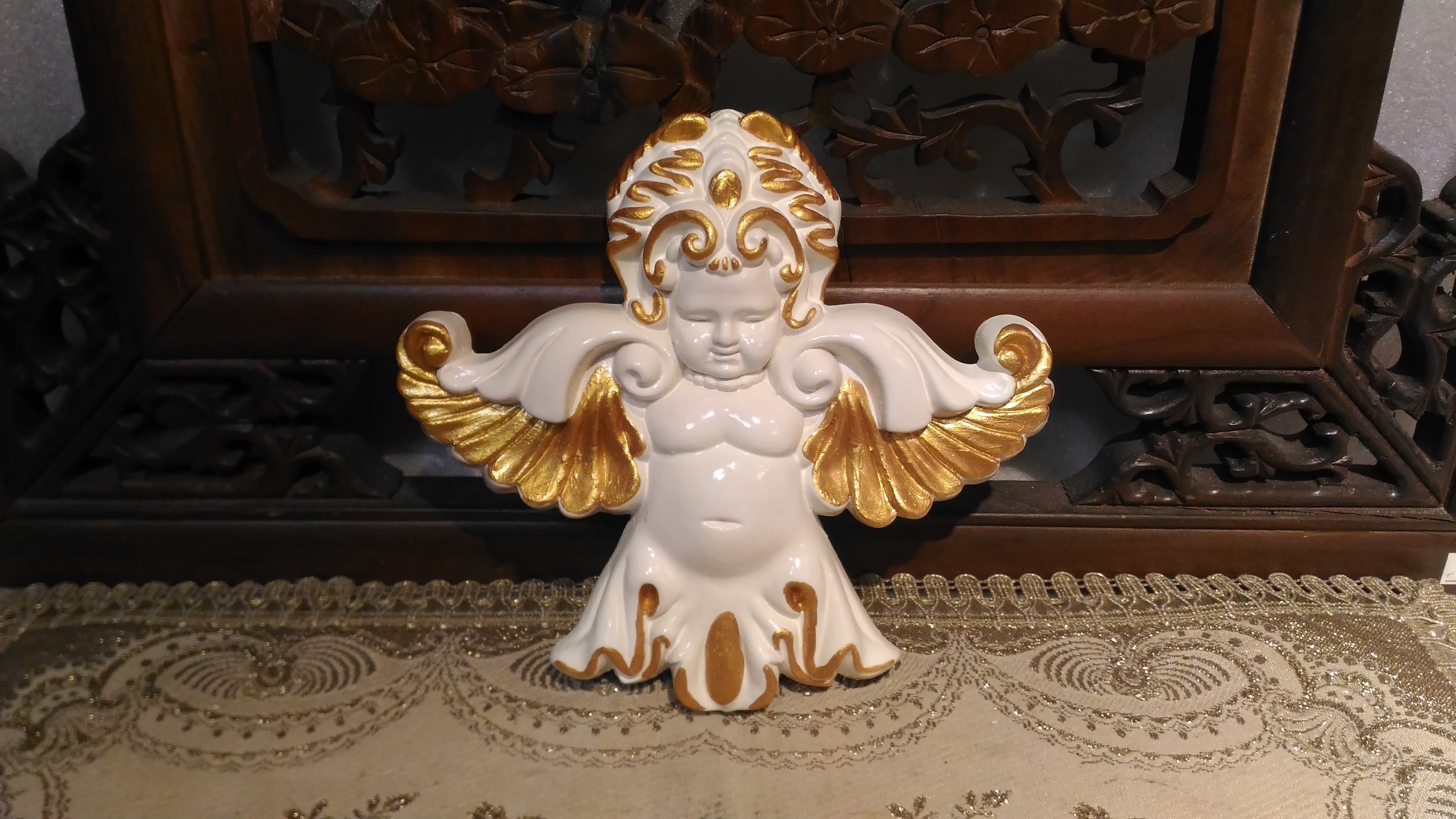 歐洲宮廷藝術精品- 維多利亞 巴洛克 掛飾 貼壁式 小天使  手工描金WD_52525-HD@$1290