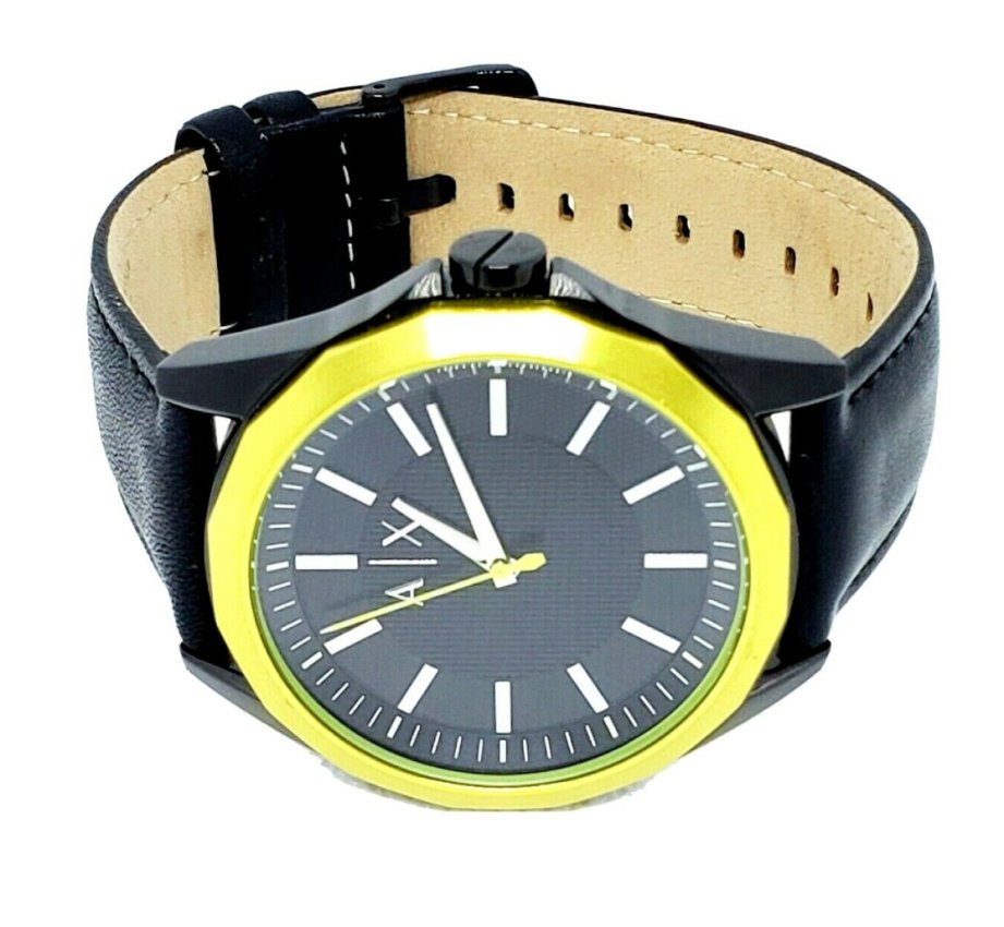 美麗小舖】ARMANI EXCHANGE 45mm AX2623 黑色真皮皮帶男錶手錶腕錶