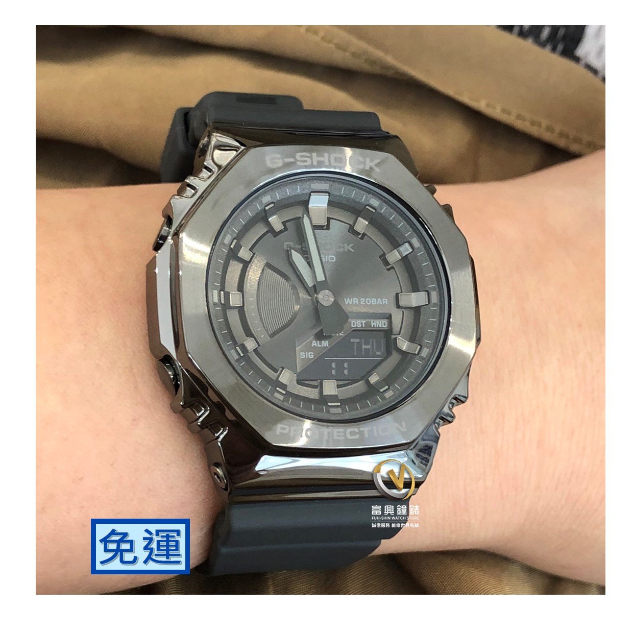 CASIO G-shock 八角殼設計造_髮絲紋金屬霧灰☆公司貨☆GM-S2100B-8A_