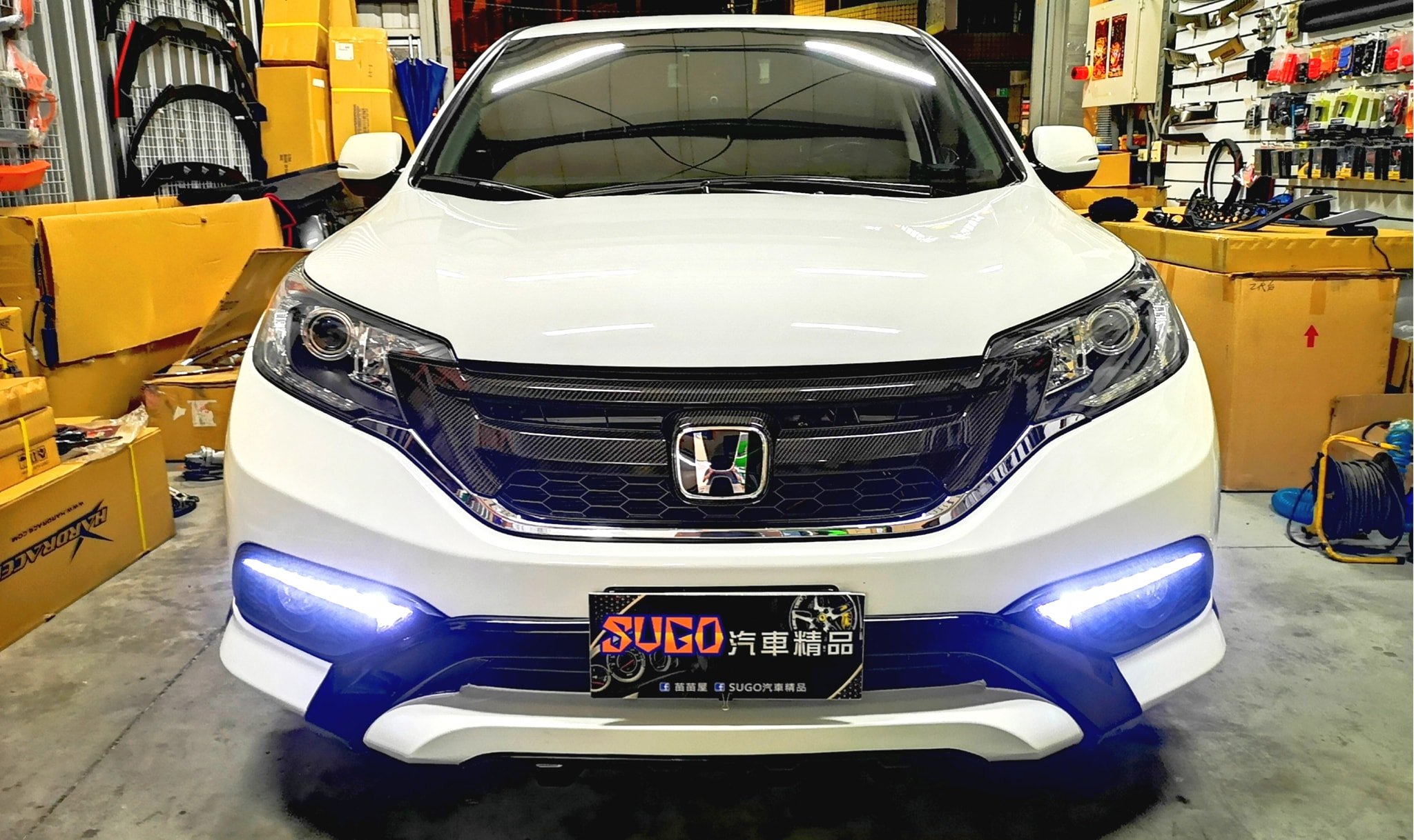 SUGO汽車精品 本田 HONDA CRV 4/4.5代 專用獠牙三色日行燈+序列式流水方向燈 總成組