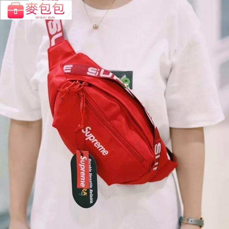 Supreme 18ss 19ss斜背包潮牌斜背包男女腰包運動胸包歐美蹦迪包--麥包