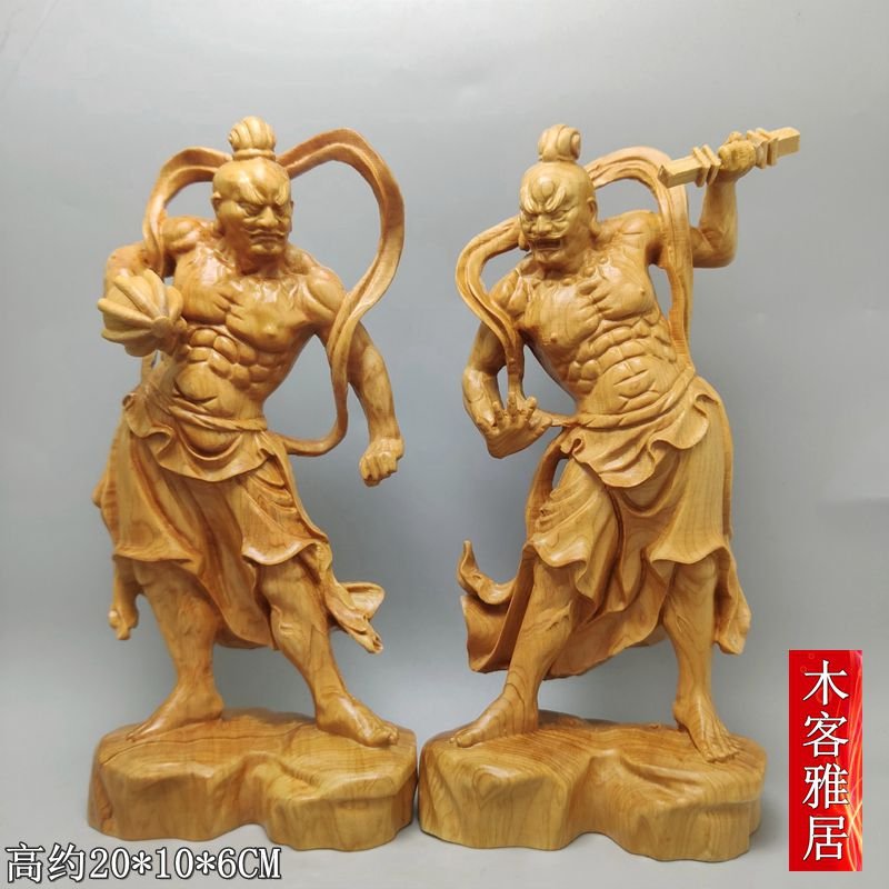 数量限定入荷 工芸品 黄楊木 崖柏 ドア神 木彫 精密細工56N - 美術品