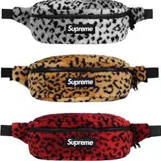 Supreme 17FW Leopard Fleece Waist Bag Box Logo 豹紋斜肩包腰包背包