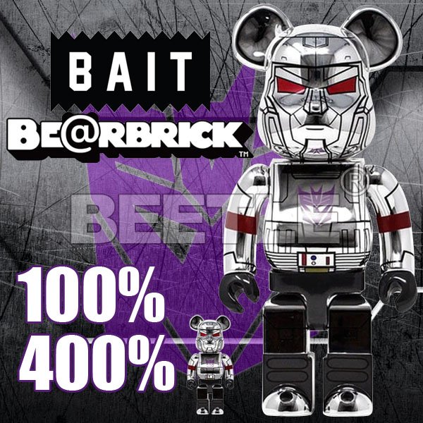 BEETLE BE@RBRICK 狂派MEGATRON 變形金剛銀色BAIT 密卡登100% 400